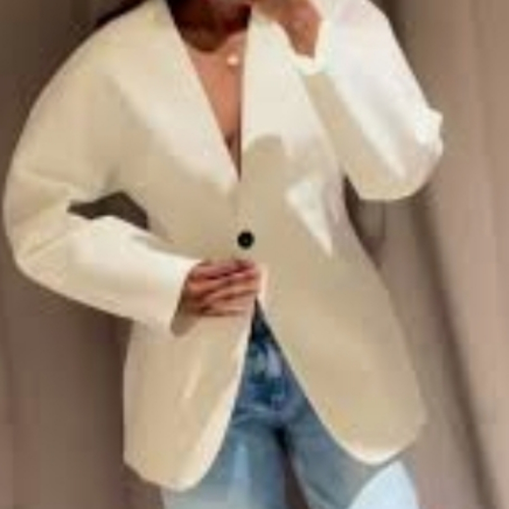 New Zara 100% Cotton Fitted Blazer